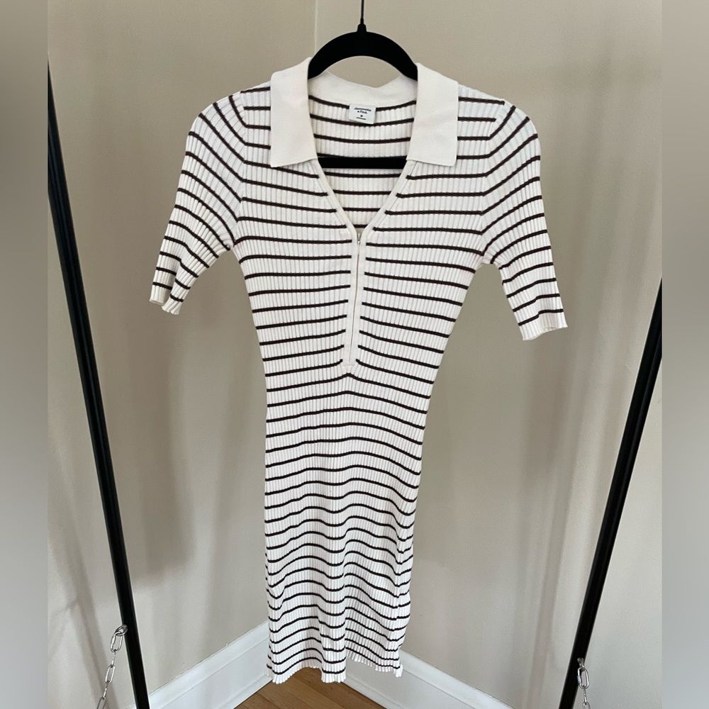 Abercrombie & Fitch Striped Ribbed Polo Dress Size: Medium